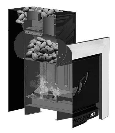 Фото товара Банная печь Пегас 16 нерж со стеклом в камне змеевик. Изображение №5